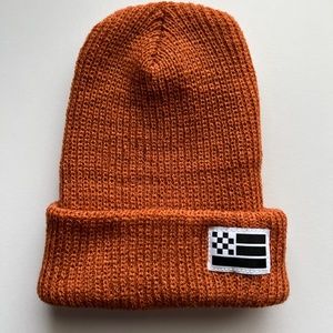 Fast Things - Burnt Orange/White, Flag Cuff Beanie